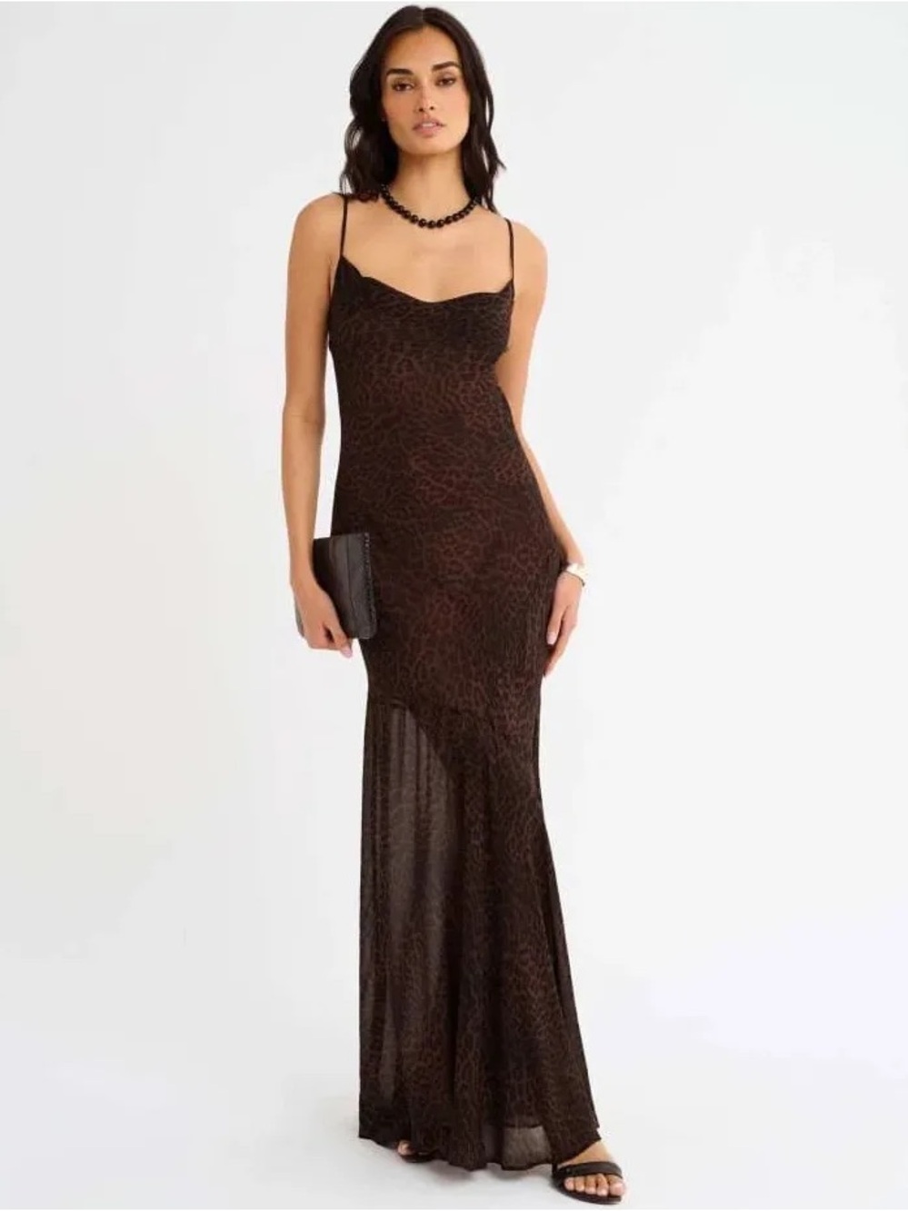 Rumored Santeria Maxi Dress - Fatale Cheetah Leopard Sheer Large